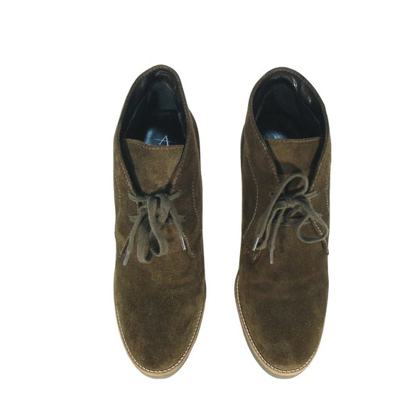 AQUATALIA Vianna $395 Weatherproof Olive Suede Platform Wedge Chukka Booties 10 - Picture 5 of 8